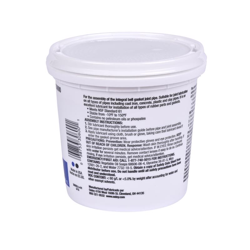 Oatey NSF Approved Pipe Lubricant 1 pt Bucket