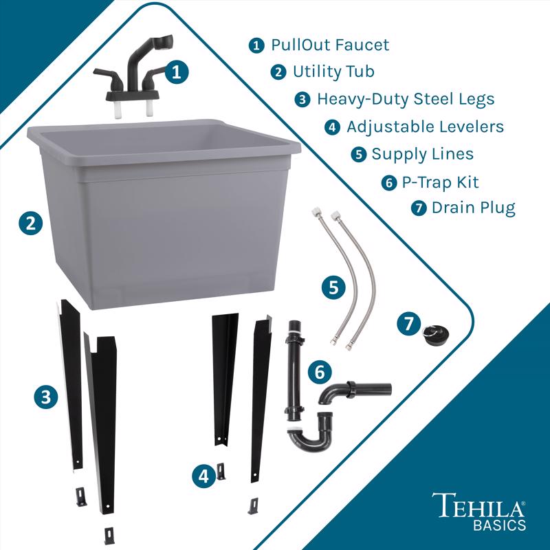 Tehila 22.875 in. W X 24.7 in. D Freestanding Thermoplastic Utility Sink