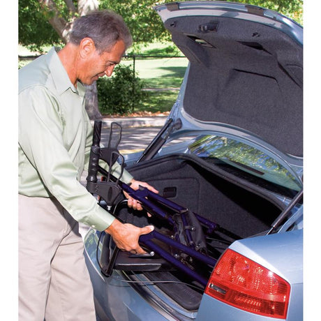 Carex Health Brands Step N Rest Blue Rolling Walker Aluminum/Plastic 39 in. H X 22.5 in. L