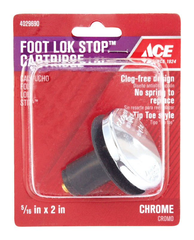 Ace Foot Lok Stop Cartridge 5/16 in. Polished Chrome Tub Stopper