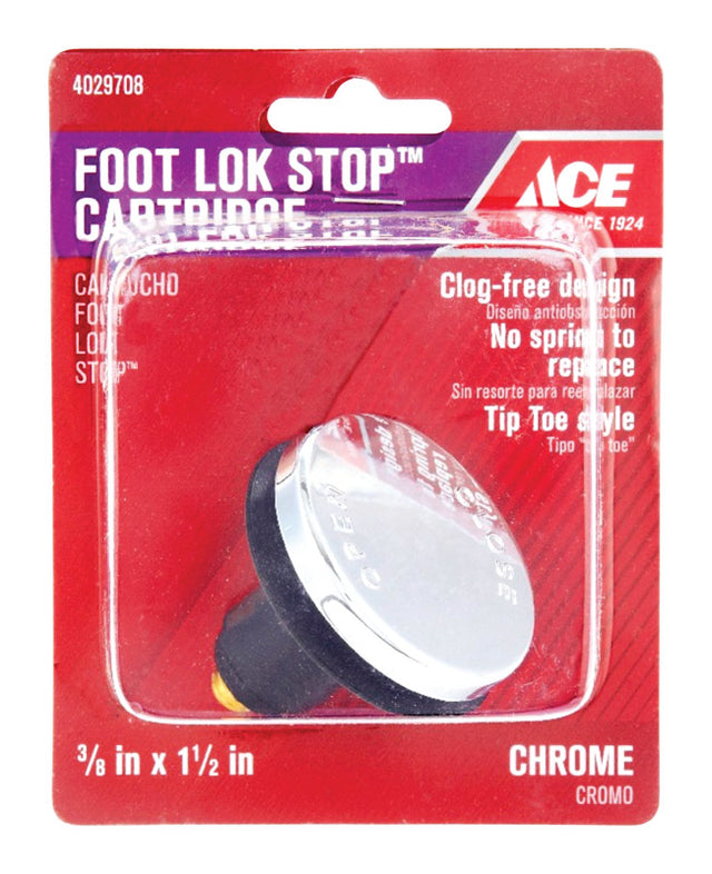 Ace Foot Lok Stop Cartridge 3/8 in. Polished Chrome Tub Stopper