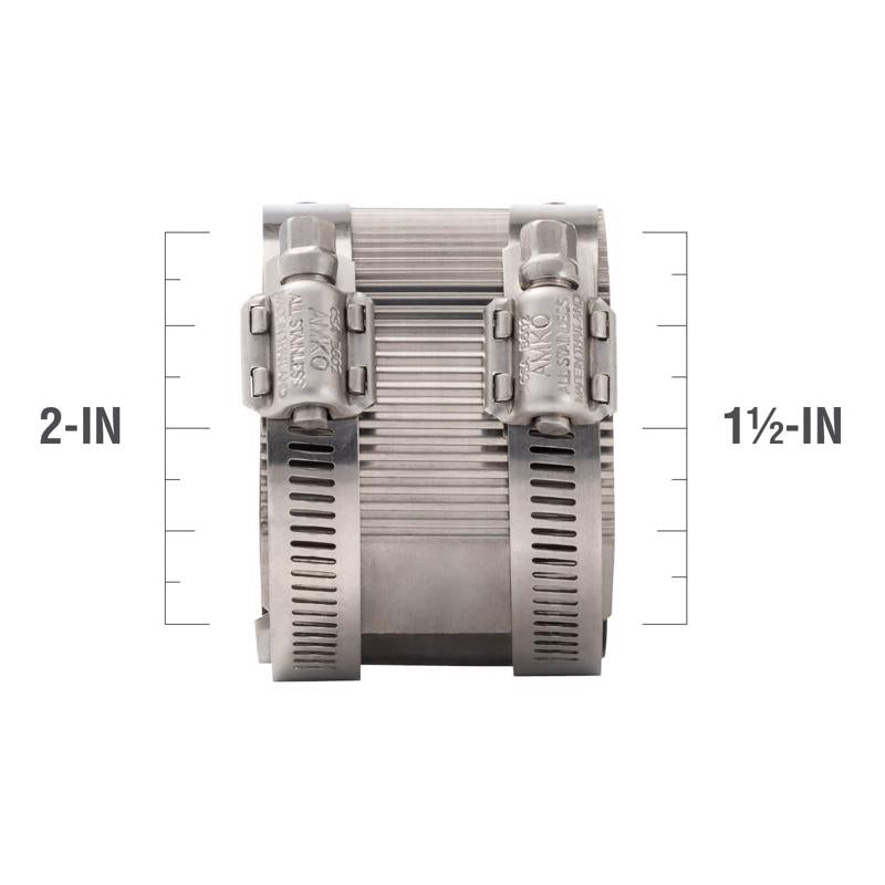 Proline BK Products 2 in. Hub Sizes X 1-1/2 in. D Hub Sizes Neoprene/Stainless Steel No Hub Coupling