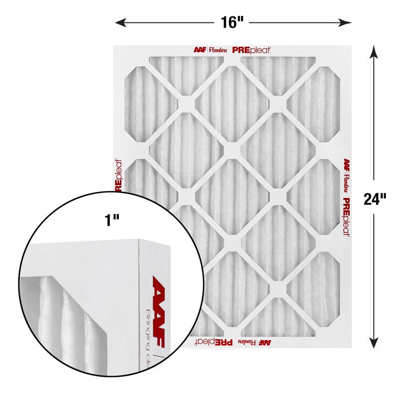 AAF Flanders PREpleat LPD SC M10 16 in. W X 24 in. H X 1 in. Synthetic 10 MERV Pleated Air Filter 1, Pack of 12