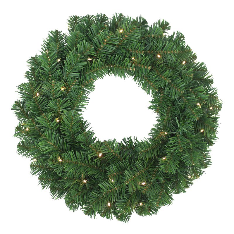 Puleo Asia Limited 333-4041-W24LW Pre-Lit Western Hemlock Wreath, B/O, 24 in