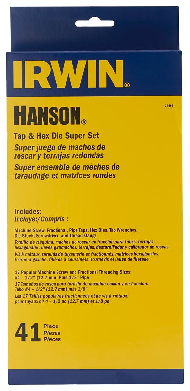 Irwin POWER-GRIP 24606 Tap and Die Set, 41-Piece, HCS, Metallic
