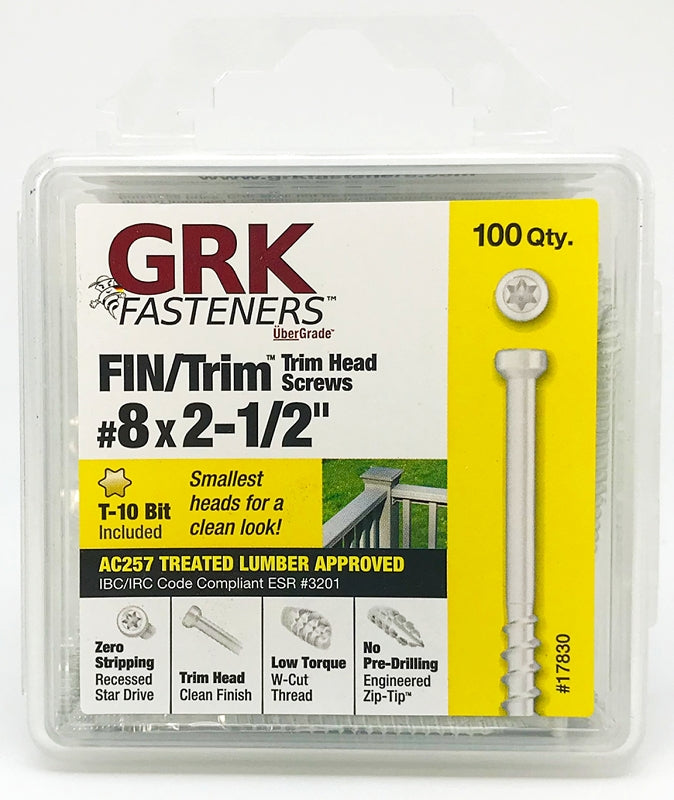 SCREW FIN/TRIM WHT 8X2-1/2IN