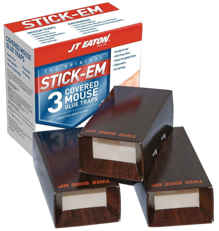 J.T. Eaton 144N Mouse Glue Trap, 6 in L, 3-1/2 in W, 2-1/2 in H, Glue Locking