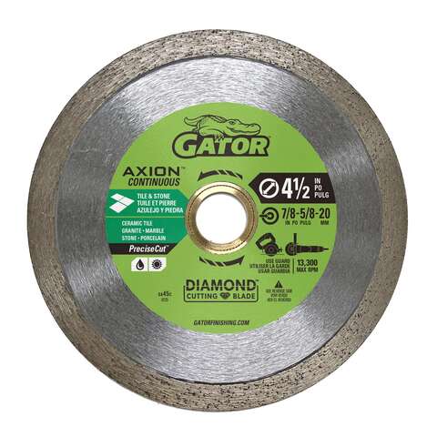 Gator PreciseCut 4-1/2 in. D X 5/8 and 7/8 in. Diamond Continuous Rim Saw Blade 1 pk