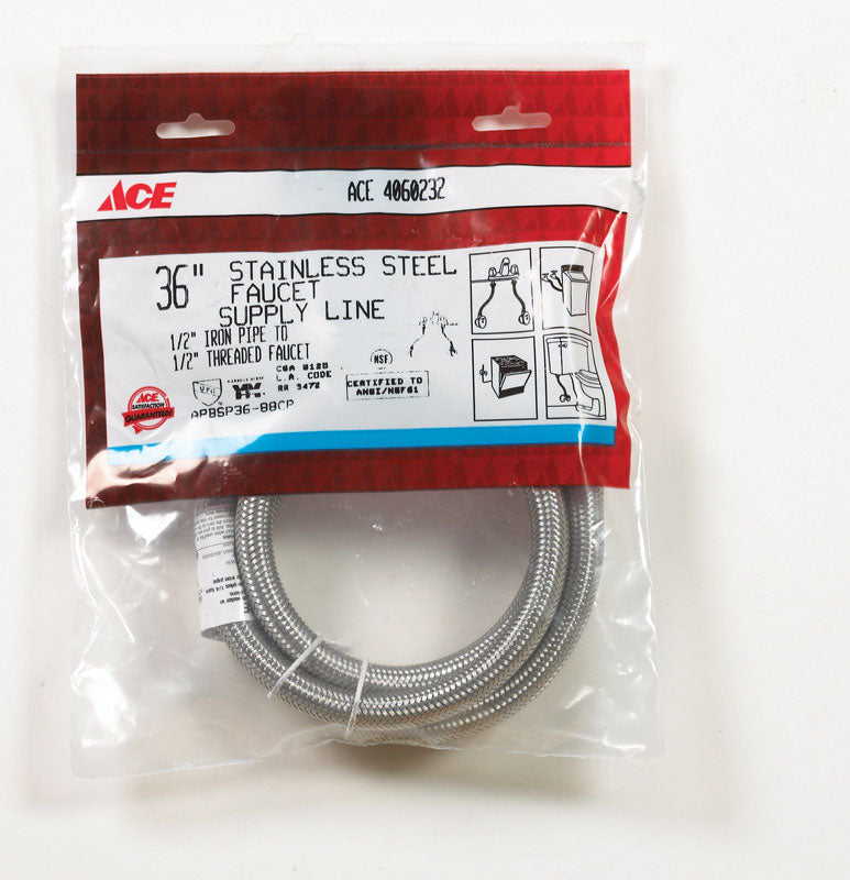 Ace 1/2 in. FIP X 1/2 in. D FIP 36 in. Braided Stainless Steel Supply Line