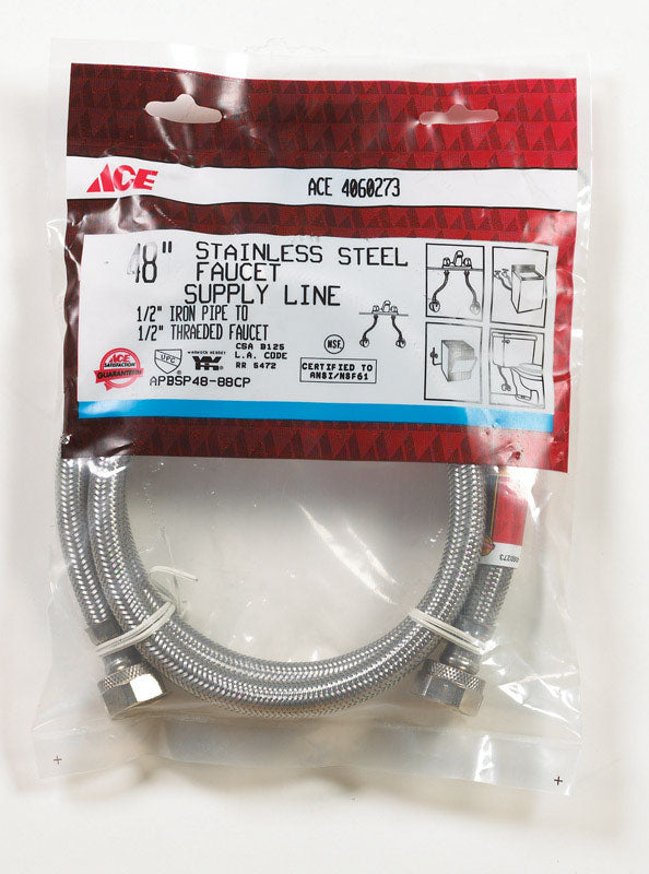 Ace 1/2 in. FIP X 1/2 in. D FIP 48 in. Braided Stainless Steel Supply Line
