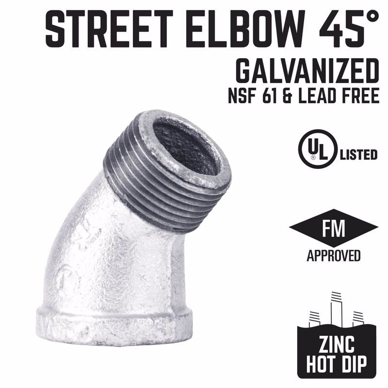 STZ Industries 3/4 in. FIP each X 3/4 in. D MIP Galvanized Malleable Iron 45 degree Street Elbow