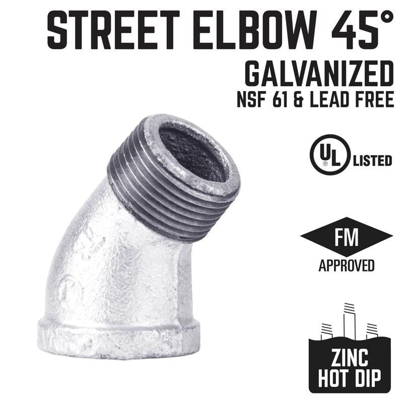 STZ Industries 1-1/2 in. FIP each X 1-1/2 in. D MIP Galvanized Malleable Iron 45 degree Street Elbow