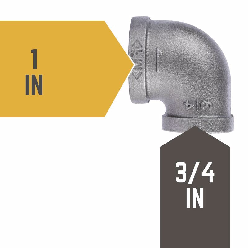 STZ Industries 1 in. FIP each X 3/4 in. D FIP Black Malleable Iron Reducing Elbow