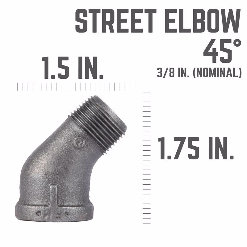 STZ Industries 3/8 in. MIP each X 3/8 in. D FIP Black Malleable Iron 45 degree Street Elbow