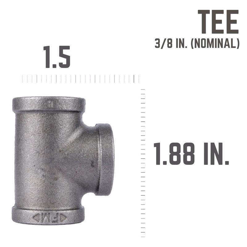 STZ Industries 3/8 in. FIP each X 3/8 in. D FIP 3/8 in. D FIP Black Malleable Iron Tee