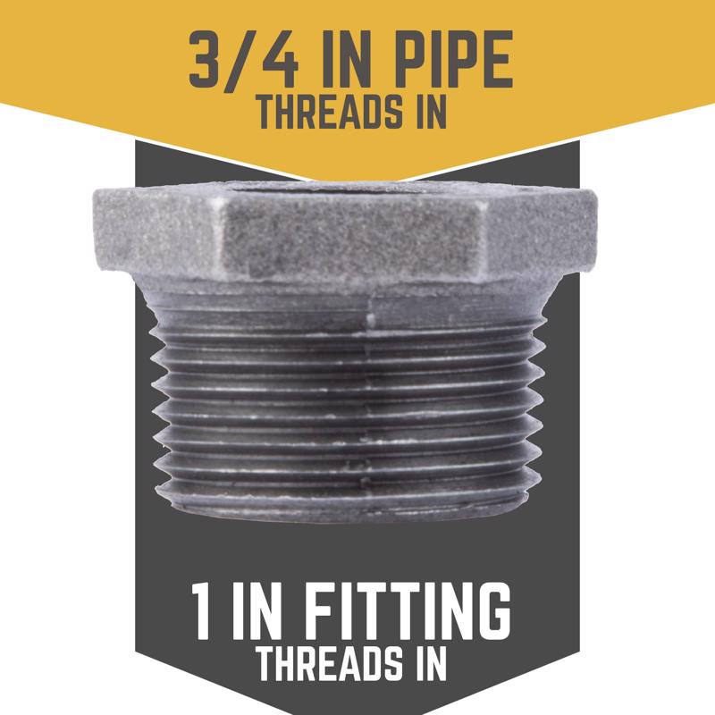 STZ Industries 1 in. MIP each X 3/4 in. D FIP Black Malleable Iron Hex Bushing, Pack of 5