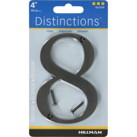 HILLMAN Distinctions 4 in. Bronze Zinc Die-Cast Screw-On Number 8 1 pc, Pack of 3