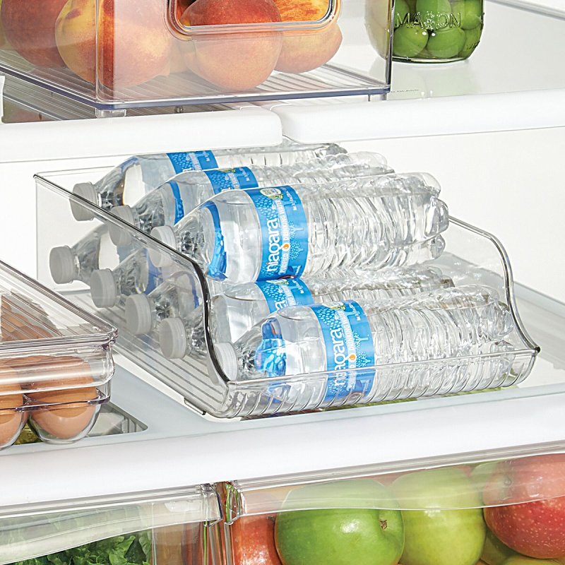 iDESIGN 70036 Water Bottle Storage Organizer, 9 Bottles, 13-3/4 in L, 9 in W, 4 in H, Plastic, Clear, Pack of 4