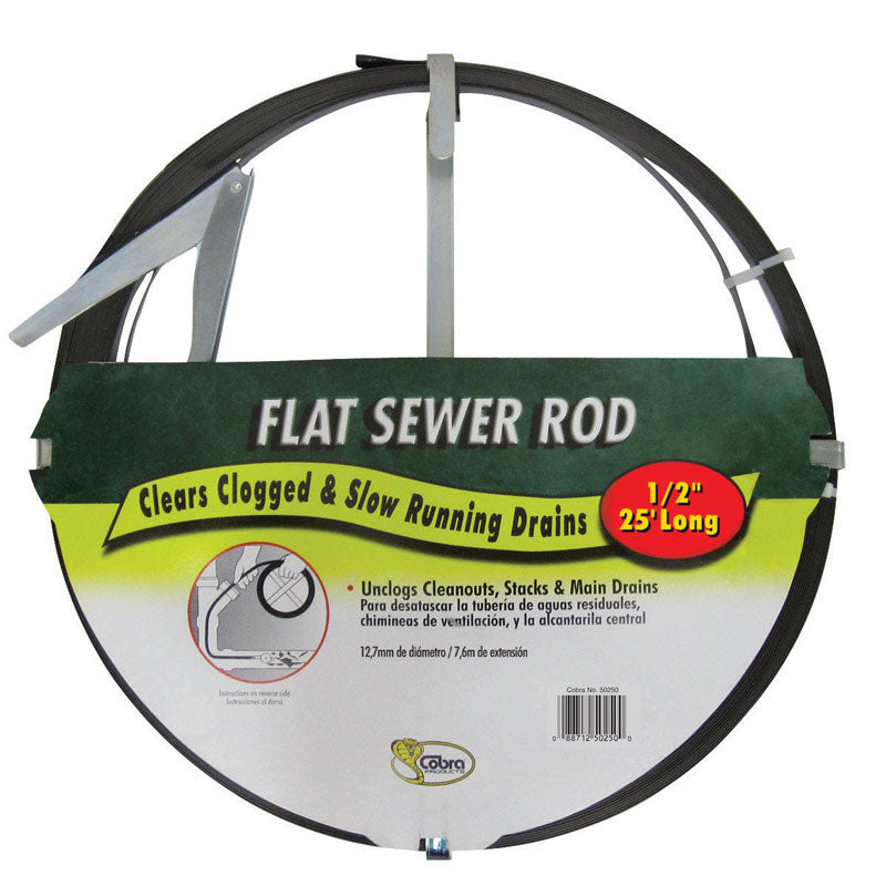 Cobra 25 ft. L Flat Steel Sewer Rod
