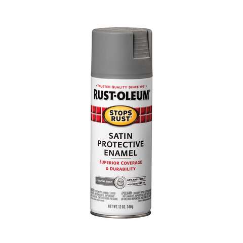 Rust-Oleum Stops Rust Satin Coastal Gray Spray Paint 12 oz, Pack of 6
