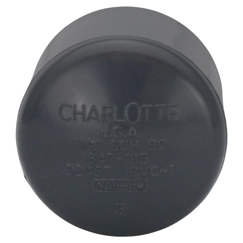Charlotte Pipe Schedule 80 1-1/2 in. Slip X 1-1/2 in. D FPT PVC Cap 1 pk