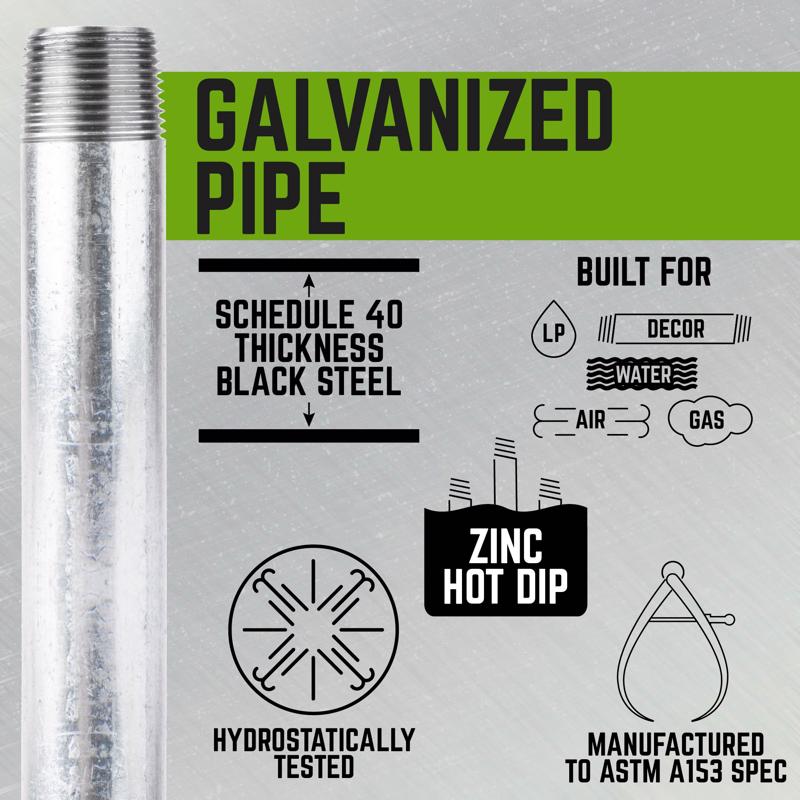 STZ Industries 1/2 in. MIP each X 1/2 in. D MIP Galvanized Steel 3 in. L Nipple, Pack of 5