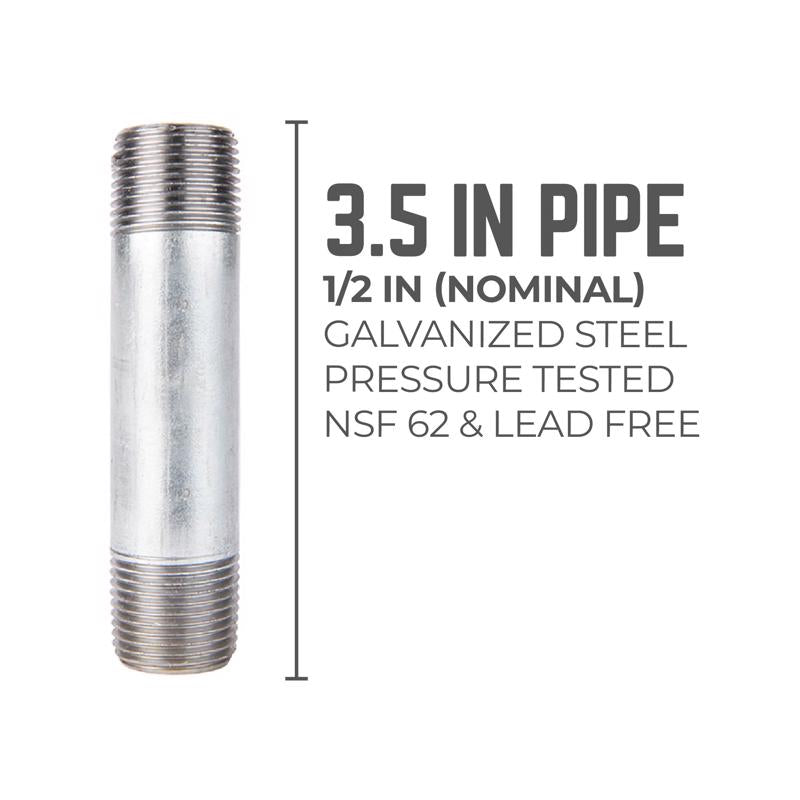 STZ Industries 1/2 in. MIP each X 1/2 in. D MIP Galvanized Steel 3-1/2 in. L Nipple, Pack of 5