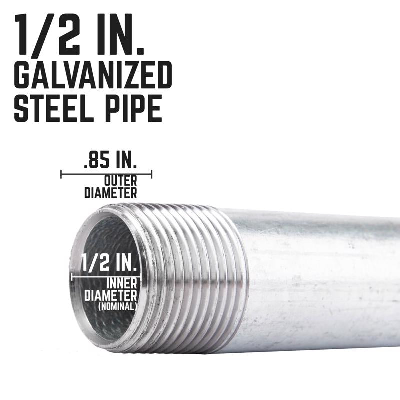 STZ Industries 1/2 in. MIP each X 1/2 in. D MIP Galvanized Steel 5 in. L Nipple, Pack of 5