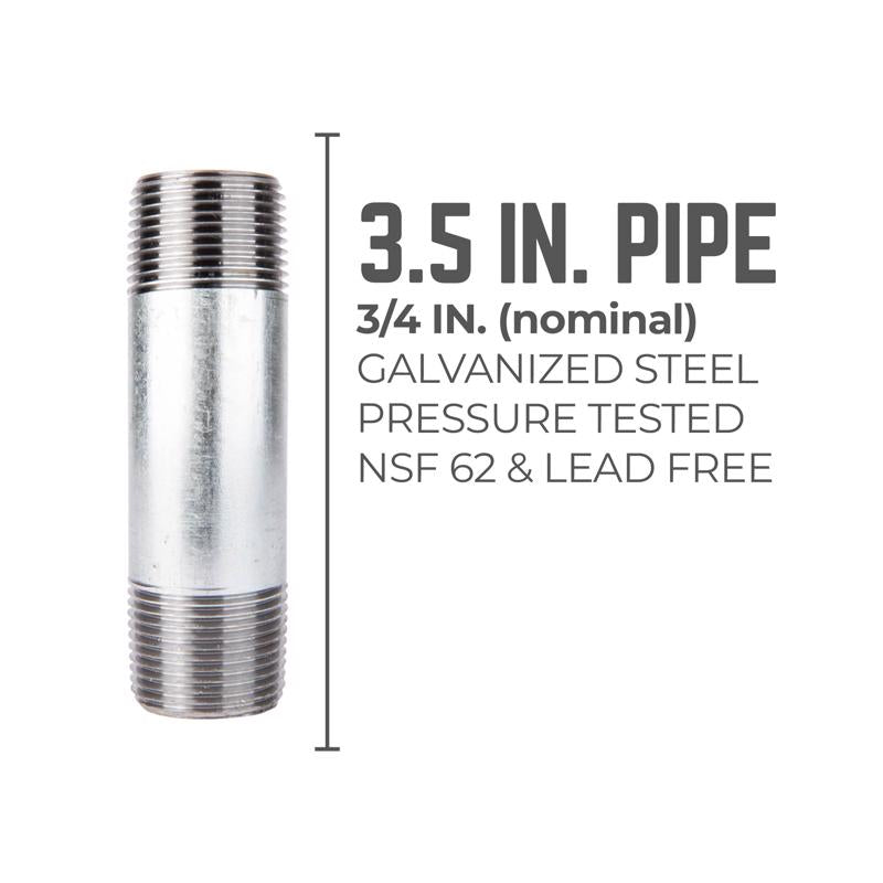 STZ Industries 3/4 in. MIP each X 3/4 in. D MIP Galvanized Steel 3-1/2 in. L Nipple, Pack of 5