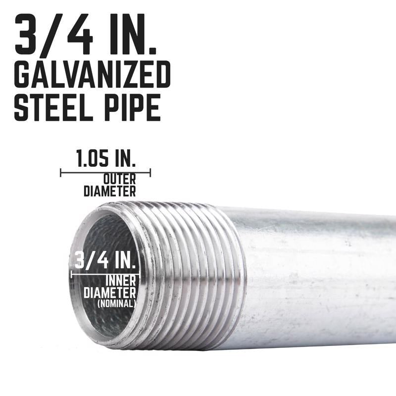 STZ Industries 3/4 in. MIP each X 3/4 in. D MIP Galvanized Steel 12 in. L Nipple