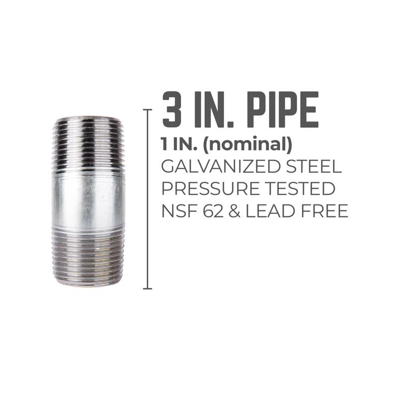 STZ Industries 1 in. MIP each X 1 in. D MIP Galvanized Steel 3 in. L Nipple, Pack of 5