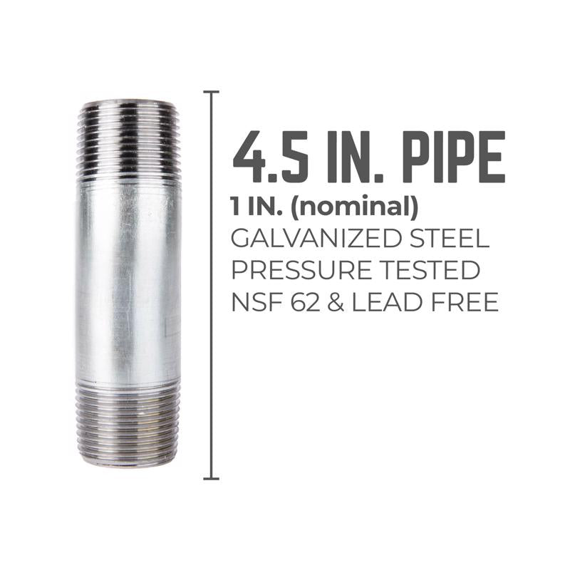 STZ Industries 1 in. MIP each X 1 in. D MIP Galvanized Steel 4-1/2 in. L Nipple, Pack of 5