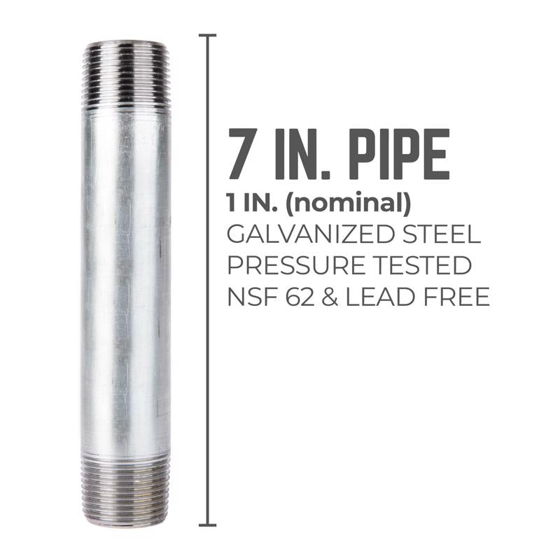 STZ Industries 1 in. MIP each X 1 in. D MIP Galvanized Steel 7 in. L Nipple