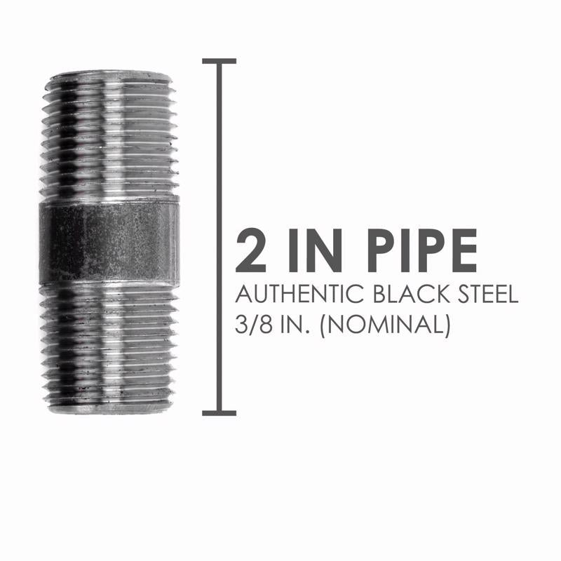 STZ Industries 3/8 in. MIP each X 3/8 in. D MIP Black Steel 2 in. L Nipple, Pack of 5