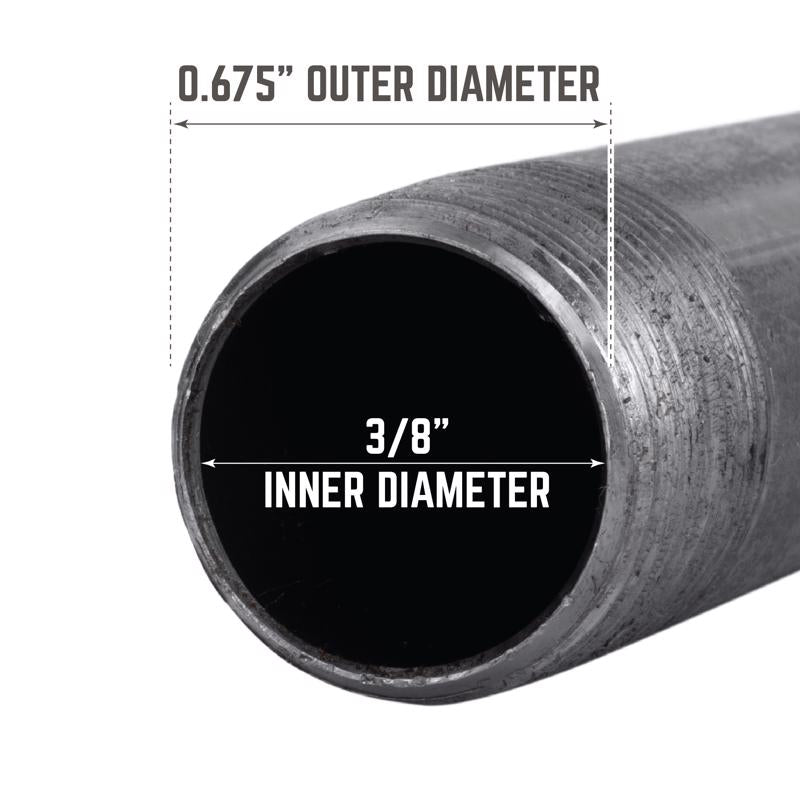 STZ Industries 3/8 in. MIP each X 3/8 in. D MIP Black Steel 12 in. L Nipple