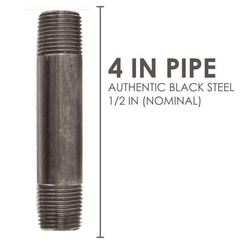 STZ Industries 1/2 in. MIP each X 1/2 in. D MIP Black Steel 4 in. L Nipple, Pack of 5