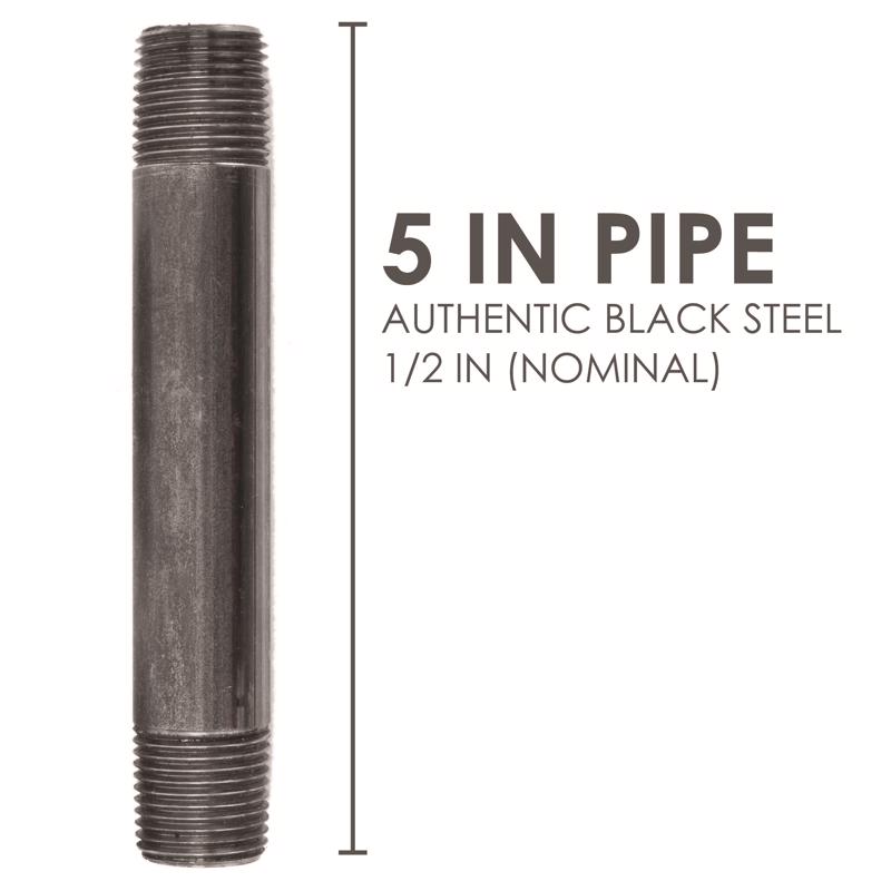 STZ Industries 1/2 in. MIP each X 1/2 in. D MIP Black Steel 5 in. L Nipple, Pack of 5