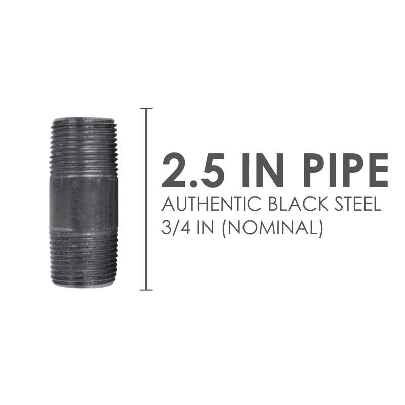 STZ Industries 3/4 in. MIP each X 3/4 in. D MIP Black Steel 2-1/2 in. L Nipple, Pack of 5