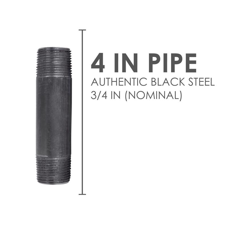 STZ Industries 3/4 in. MIP each X 3/4 in. D MIP Black Steel 4 in. L Nipple, Pack of 5