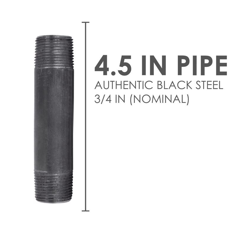 STZ Industries 3/4 in. MIP each X 3/4 in. D MIP Black Steel 4-1/2 in. L Nipple, Pack of 5