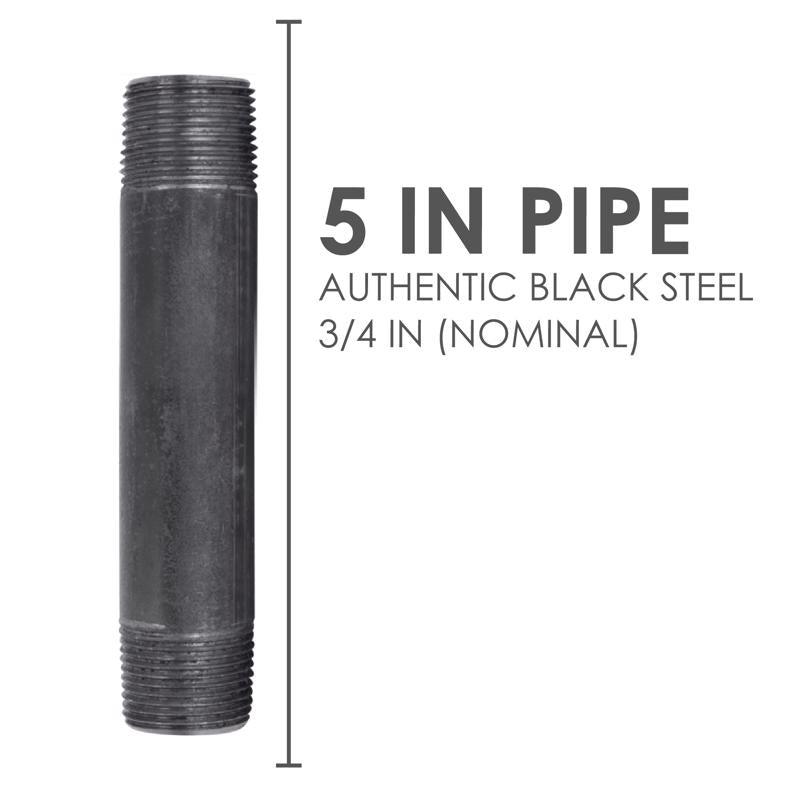 STZ Industries 3/4 in. MIP each X 3/4 in. D MIP Black Steel 5 in. L Nipple, Pack of 5