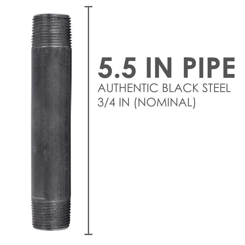 STZ Industries 3/4 in. MIP each X 3/4 in. D MIP Black Steel 5-1/2 in. L Nipple, Pack of 5