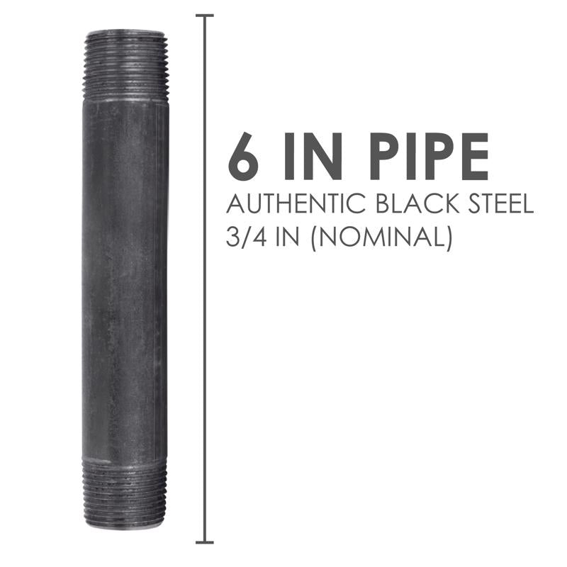 STZ Industries 3/4 in. MIP each X 3/4 in. D MIP Black Steel 6 in. L Nipple, Pack of 5