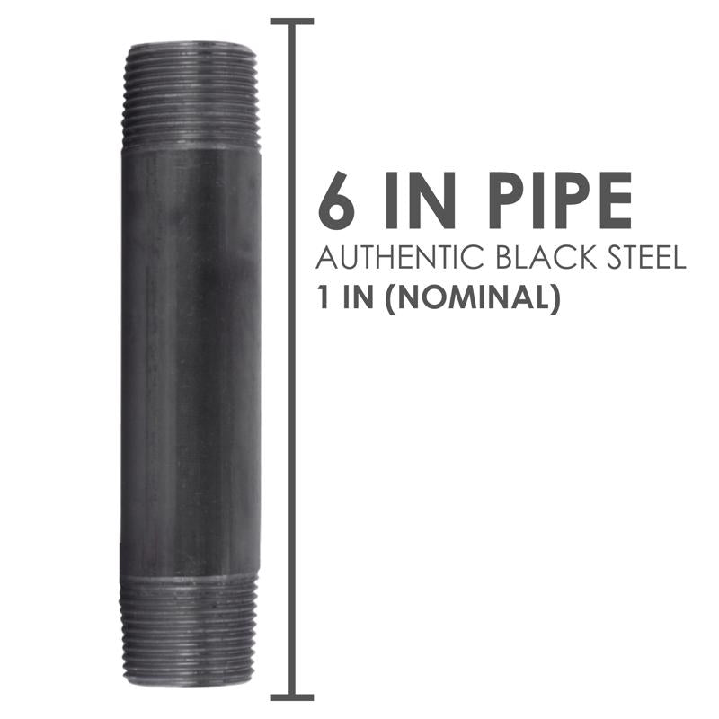 STZ Industries 1 in. MIP each X 1 in. D MIP Black Steel 6 in. L Nipple, Pack of 5