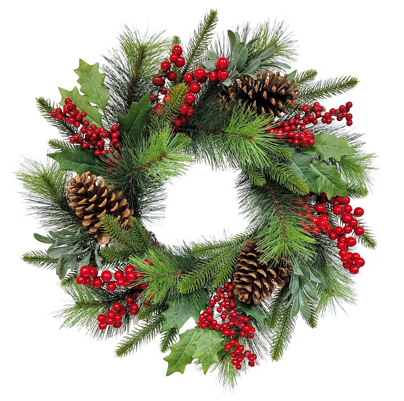 Puleo Asia Limited 312-4459-W22 Classic Christmas Wreath, 22 in, Pack of 6