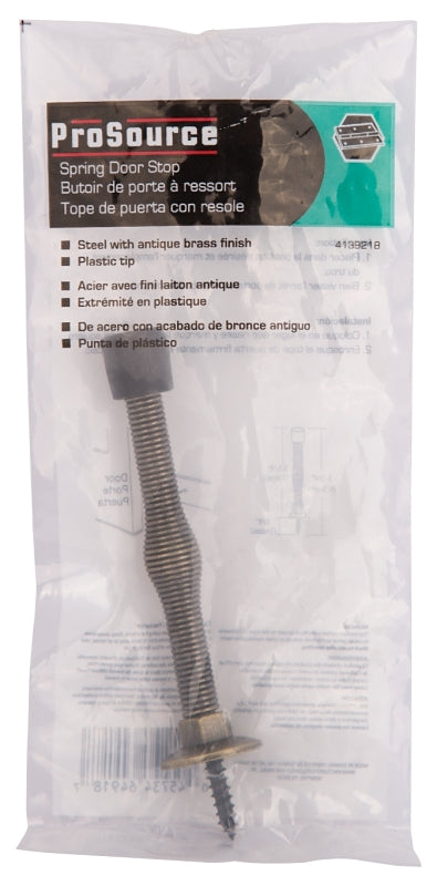 ProSource H61-Z011-PS Light-Duty Door Stop, 3/4 in Dia Base, 3 in Projection, Plastic & Steel, Antique Brass