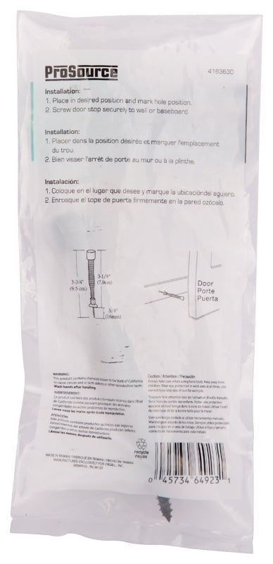 ProSource H61-Z019-PS Light-Duty Door Stop, 3/4" in Dia Base, 3 in Projection, Plastic & Steel, Venetian Bronze