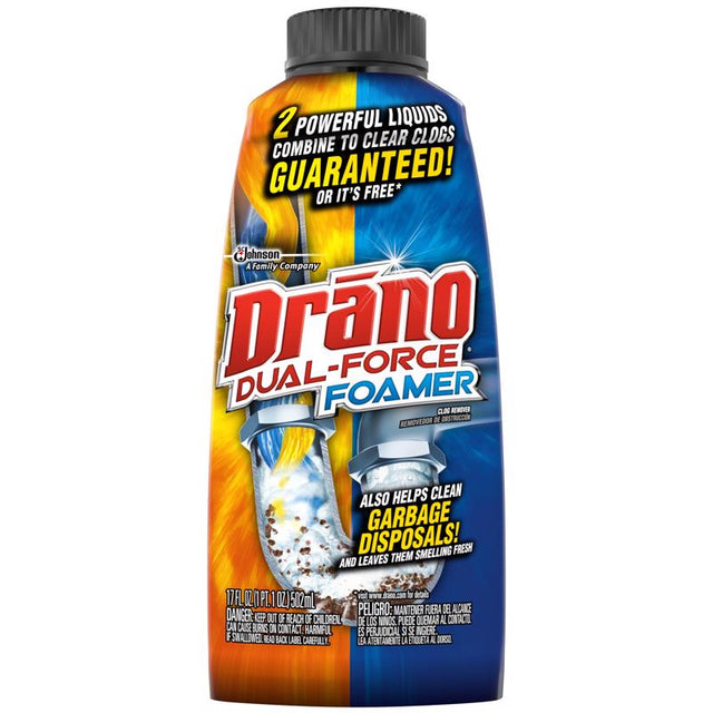 Drano Dual Force Liquid Clog Remover 17 oz, Pack of 8