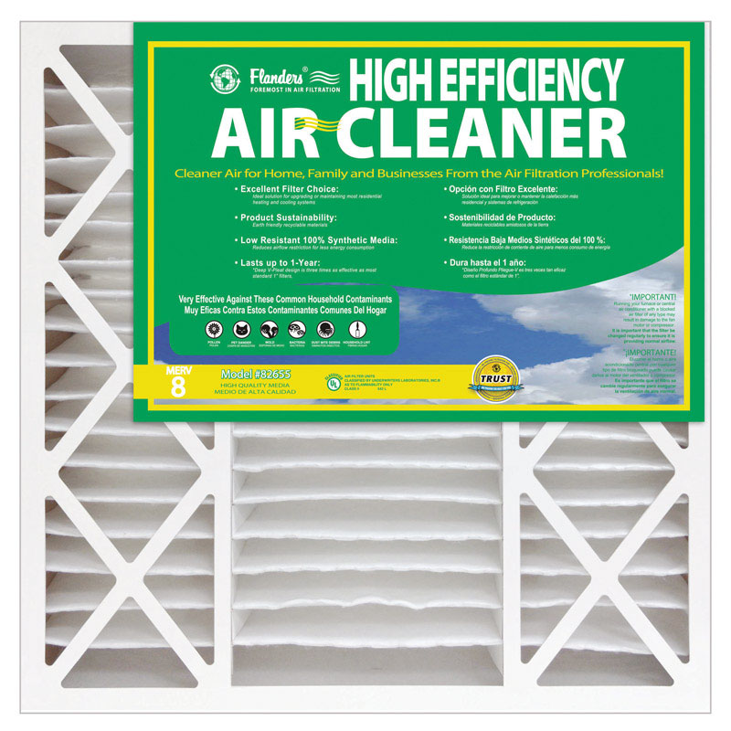 Flanders 20 in. W X 25 in. H X 4-1/2 in. D Synthetic 8 MERV Pleated Air Filter 1 pk, Pack of 2