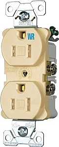 Eaton Wiring Devices TWRBR15V Duplex Receptacle, Nylon, Ivory, 2-Pole, 15 A, 125 V, Back, Side Wiring, NEMA: 5-15R